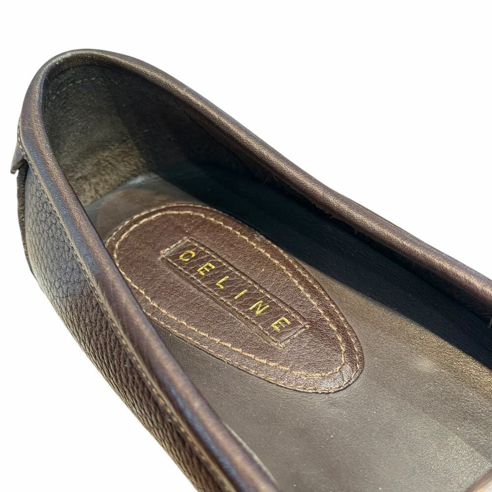 Celine Dark Brown Pebbled Leather Loafers Womens 40 / US 10 AS IS - Picture 6 of 13